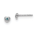 Sterling Silver Madi K Rhodium-plated Polished March Light Blue Preciosa Crystal Heart Children's Post Earrings