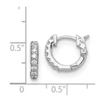 Sterling Shimmer Sterling Silver Rhodium-plated 14 Stone CZ Hinged Hoop Earrings