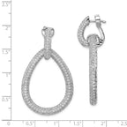 Sterling Shimmer Sterling Silver Rhodium-plated 716 Stone Pav‚ CZ Hinged Teardrop Hoop Earrings