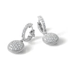 Sterling Shimmer Sterling Silver Rhodium-plated 88 Stone CZ Pav‚ Circle Dangle Hinged Hoop Earrings