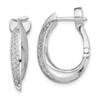 Sterling Shimmer Sterling Silver Rhodium-plated 56 Stone Pav‚ CZ Double Twisted Oval Hinged Hoop Earrings