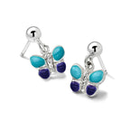 Sterling Silver Polished Blue & Purple Enameled Butterfly Children's Post Dangle Earrings