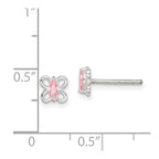 Sterling Silver Polished Pink CZ Butterfly Children's Post Earrings