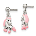 Sterling Silver Polished Pink & Black Enameled Horse Children's Post Dangle Earrings