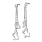 Sterling Silver Polished & Textured Butterfly Dangle Earrings