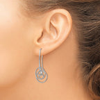 Sterling Silver Rhodium-plated D/C Fancy Circles Dangle Earrings