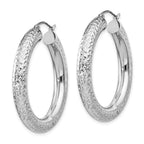 Sterling Silver Rhodium-plated Diamond Cut 4.75mm Hoop Earrings