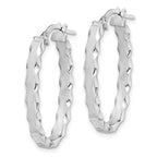 Sterling Silver RH-plated Scalloped Edge 4mm Oval Hoop Earrings