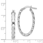 Sterling Silver RH-plated Scalloped Edge 4mm Oval Hoop Earrings