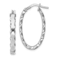 Sterling Silver RH-plated Scalloped Edge 4mm Oval Hoop Earrings