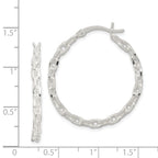 Sterling Silver Polished Cable Chain 3x30mm Hoop Earrings