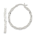 Sterling Silver Polished Cable Chain 3x30mm Hoop Earrings