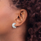 Sterling Silver Rhodium-plated D/C Non-Pierced J-Hoop Earrings