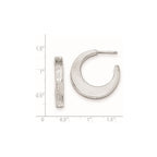 Sterling Silver Brushed/Diamond-cut Post Hoop Earrings