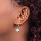 Sterling Silver Polished Laser-cut Ball 10mm Shepherd Hook Earrings