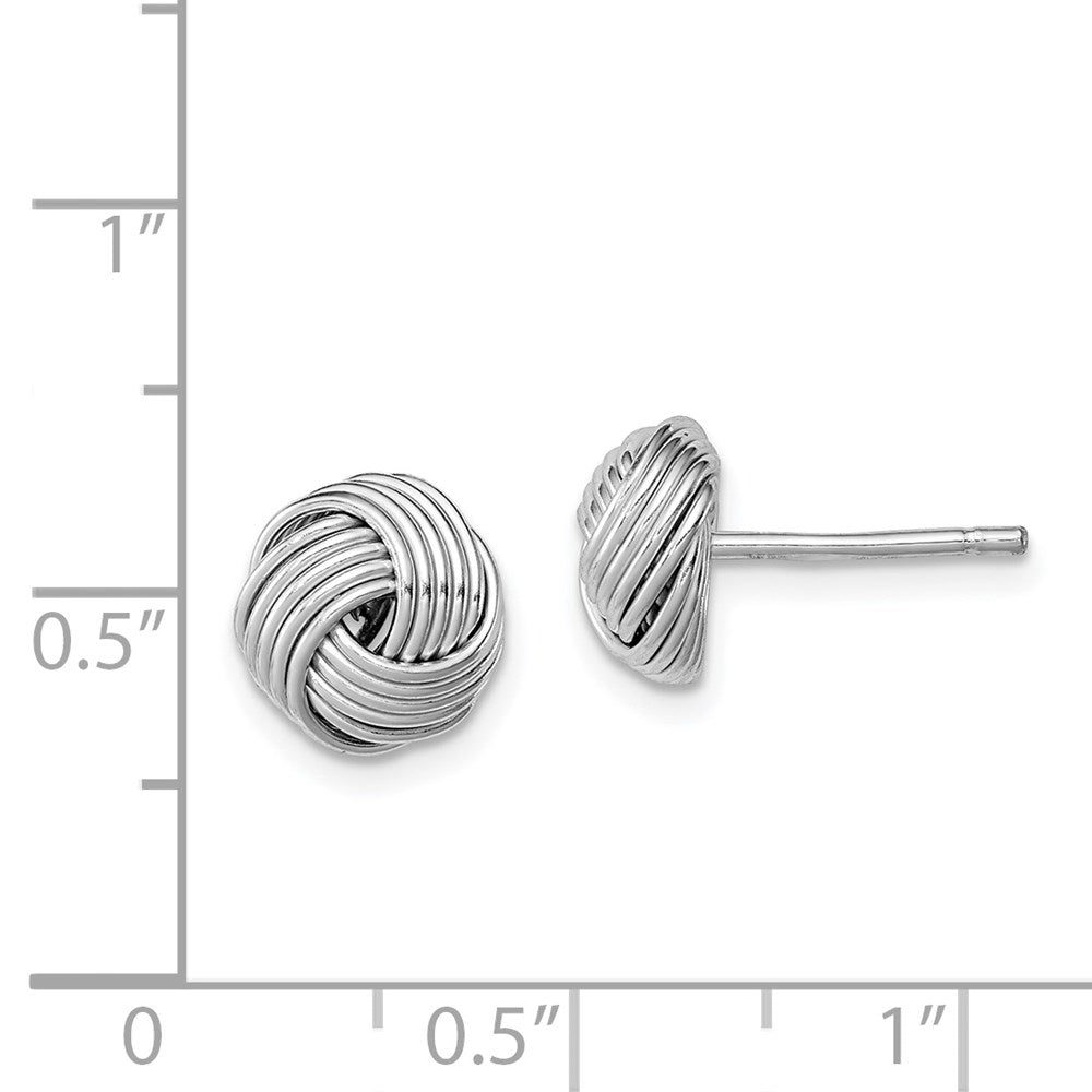 Sterling Silver Rhodium-plated Polished Twisted Knot Bead Post Earrings