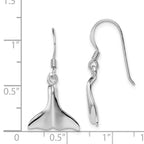 Sterling Silver Rhodium-plated Polished Whale Tail Dangle Earrings