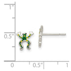 Sterling Silver Polished Enamel Frog Post Earrings