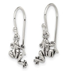 Sterling Silver and Antiqued Frog Shepherd Hook Earrings