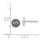 Sterling Silver Polished and Antiqued Yin Yang Sign Post Earrings