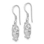 Sterling Silver Rhodium-plated CZ Owl Shepherd Hook Earrings