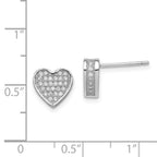 Sterling Silver Rhodium-plated CZ Micro pav‚ Heart Post Earrings