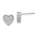 Sterling Silver Rhodium-plated CZ Micro pav‚ Heart Post Earrings