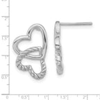 Sterling Silver Polished & Twisted Hearts Post Earrings