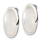 Sterling Silver Rhodium-plated Polished Mother of Pearl Oval Non Pierced Earrings
