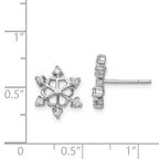 Sterling Silver Rhodium-plated CZ Snowflake Post Earrings