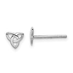 Sterling Silver Rhodium-plated Polished Celtic Knot Post Earrings