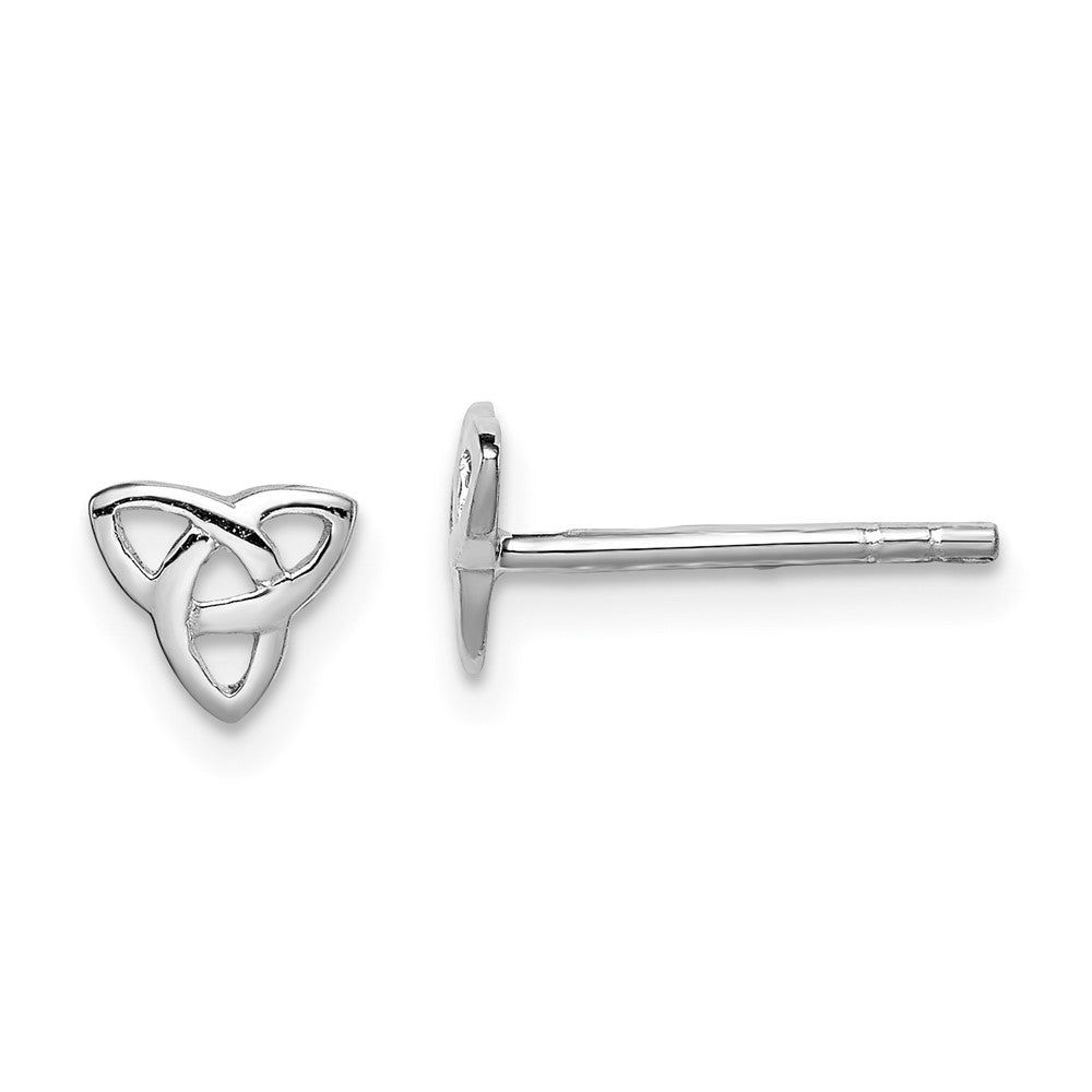 Sterling Silver Rhodium-plated Polished Celtic Knot Post Earrings