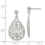 Sterling Silver Polished Twisted & Diamond-cut Teardrop Post Dangle Earring