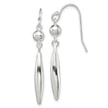 Sterling Silver Polished Bead & Elongated Oval Dangle Earrings