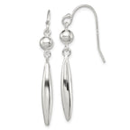 Sterling Silver Polished Bead & Elongated Oval Dangle Earrings
