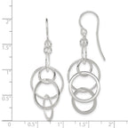 Sterling Silver Polished Intertwined Circles Dangle Earrings