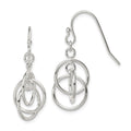 Sterling Silver Polished Intertwined Three Circle Dangle Earrings