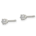 Sterling Silver Polished 6 prong 3mm Round CZ Stud Earrings