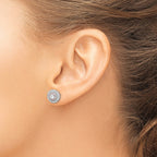Sterling Silver Rhodium & Rose Gold-plated Pav‚ CZ Circle Post Earrings