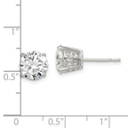 Sterling Silver Polished 8mm Round CZ Fancy Basket Stud Earrings