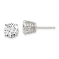 Sterling Silver Polished 8mm Round CZ Fancy Basket Stud Earrings