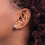 Sterling Silver Rhodium-plated Polished Pav‚ CZ 8mm Circle Post Earrings