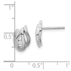 Sterling Silver Polished and Brushed CZ Post Earrings