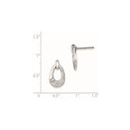 Sterling Silver Polished CZ Satin Teardrop Post Earrings