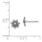Sterling Silver Polished and Antiqued Flower Post Earrings