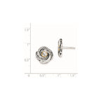 Sterling Silver & Gold-plated CZ Antiqued Post Earrings