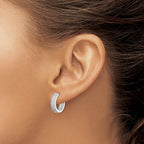 Sterling Silver Rhodium-plated 2-row Pav‚ Hinged Hoop Earrings