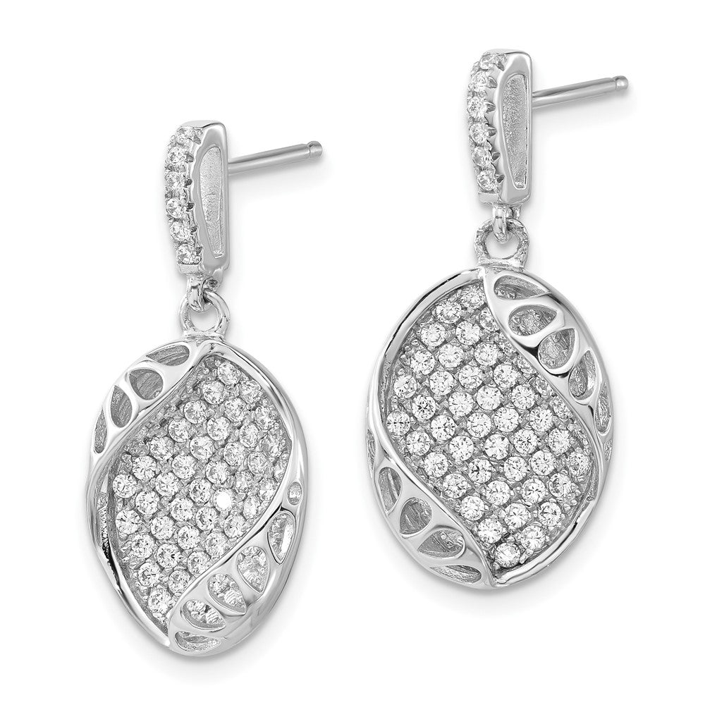 Pure Fire Sterling Silver CZ Oval Post Dangle Earrings
