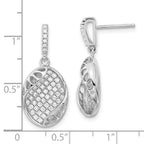 Pure Fire Sterling Silver CZ Oval Post Dangle Earrings