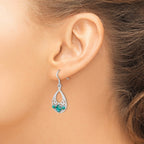 Sterling Silver Rhodium-plated Recon. Turquoise Dangle Earrings